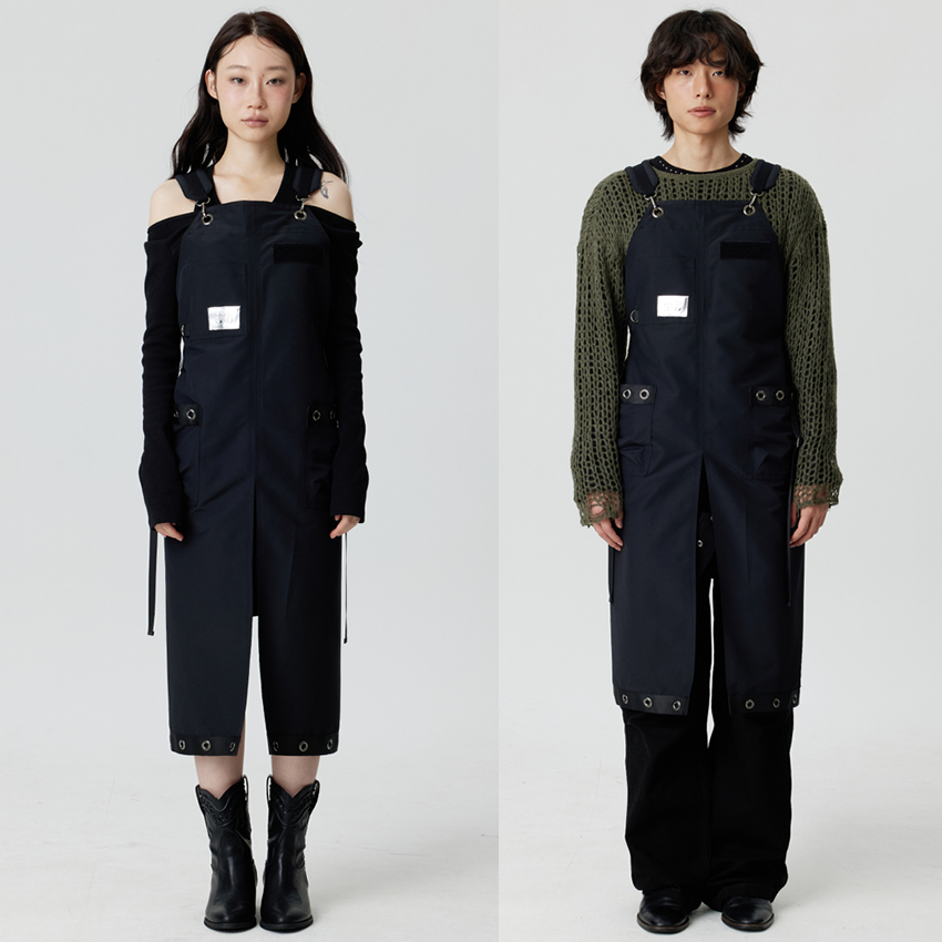 SOODAL ミリタリーパンチングブラックエプロン フリーサイズ