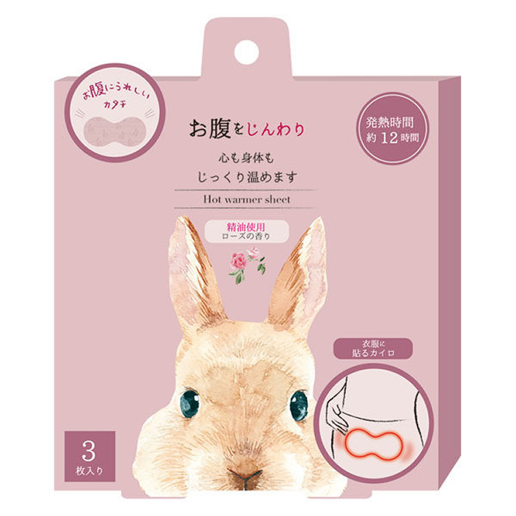 お腹をじんわり温めるお腹に貼るカイロ ローズの香り 3枚入×6箱