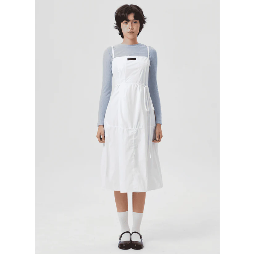 SOODAL ホワイトパールスリーブレスワンピースエプロン フリーサイズ