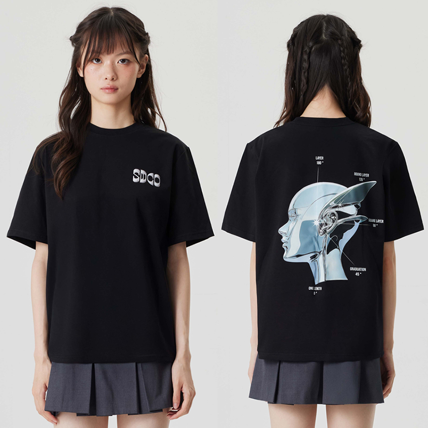SOODAL サイバーグラフィックTシャツ ブラック